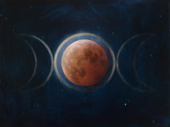 Blood Moon, 9 x 12 Ölgemälde, Ölgemälde