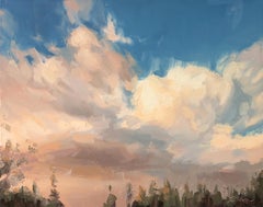 "Wolkenstudie 1" Original-Ölgemälde auf Platte, Himmelslandschaft
