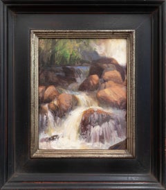 "Cascate di Eldorado Canyon" Pittura a olio originale su pannello, cascata del Colorado