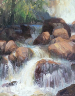 "Eldorado Canyon Falls" Original Oil Painting on Panel, Colorado waterfall