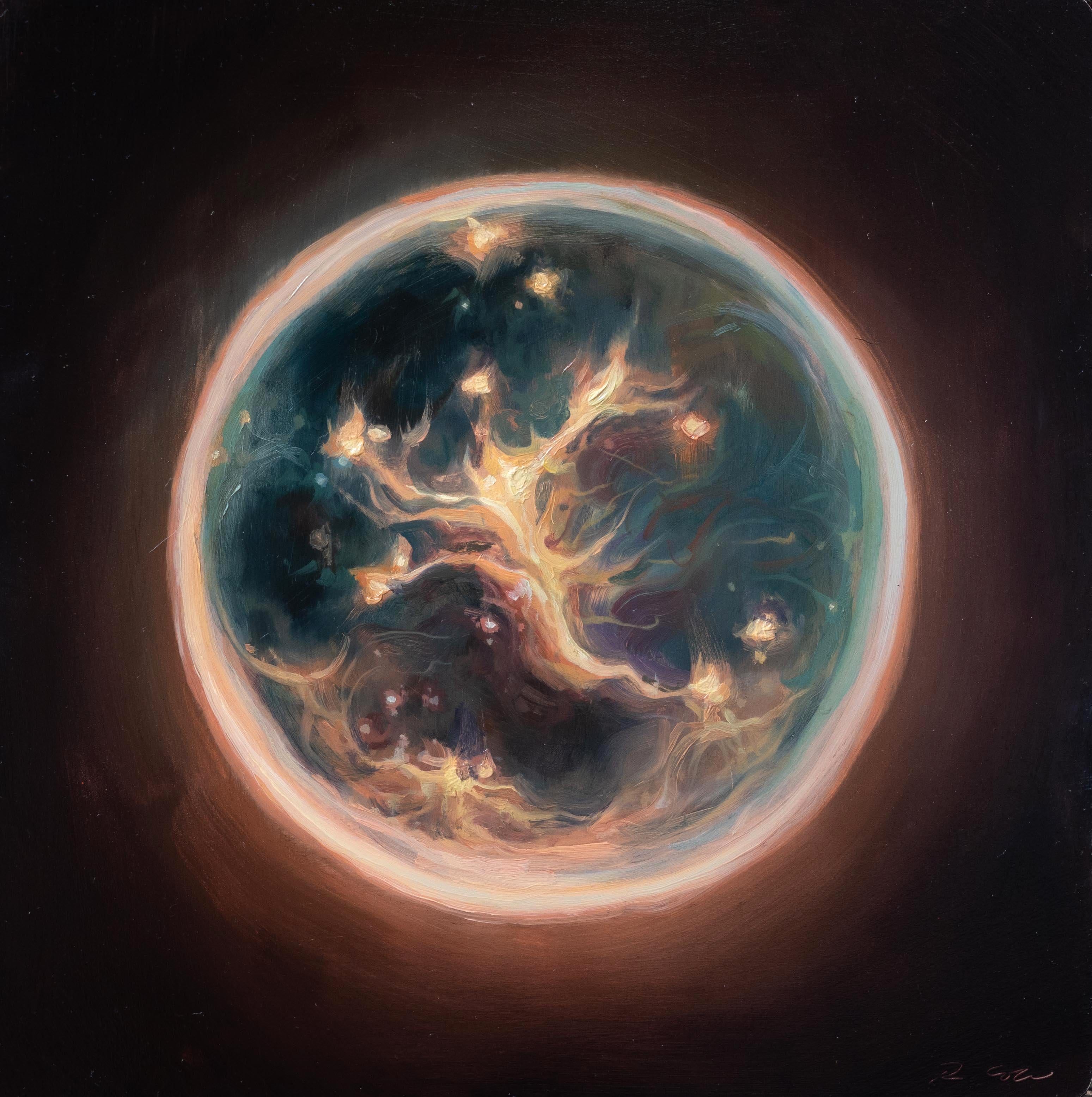 Robin Cole Landscape Painting - Embryo II, 6 x 6 Oil Painting