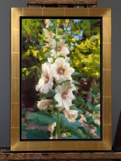 "Hollyhocks" , Oil Painting