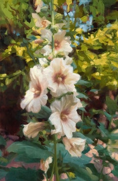 "Hollyhocks" , Oil Painting