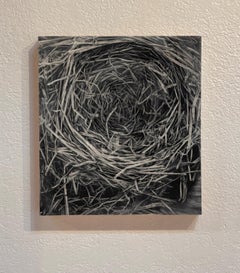 "Instinct IV" - Original Still-Life Birds Nest, Encaustic Painting