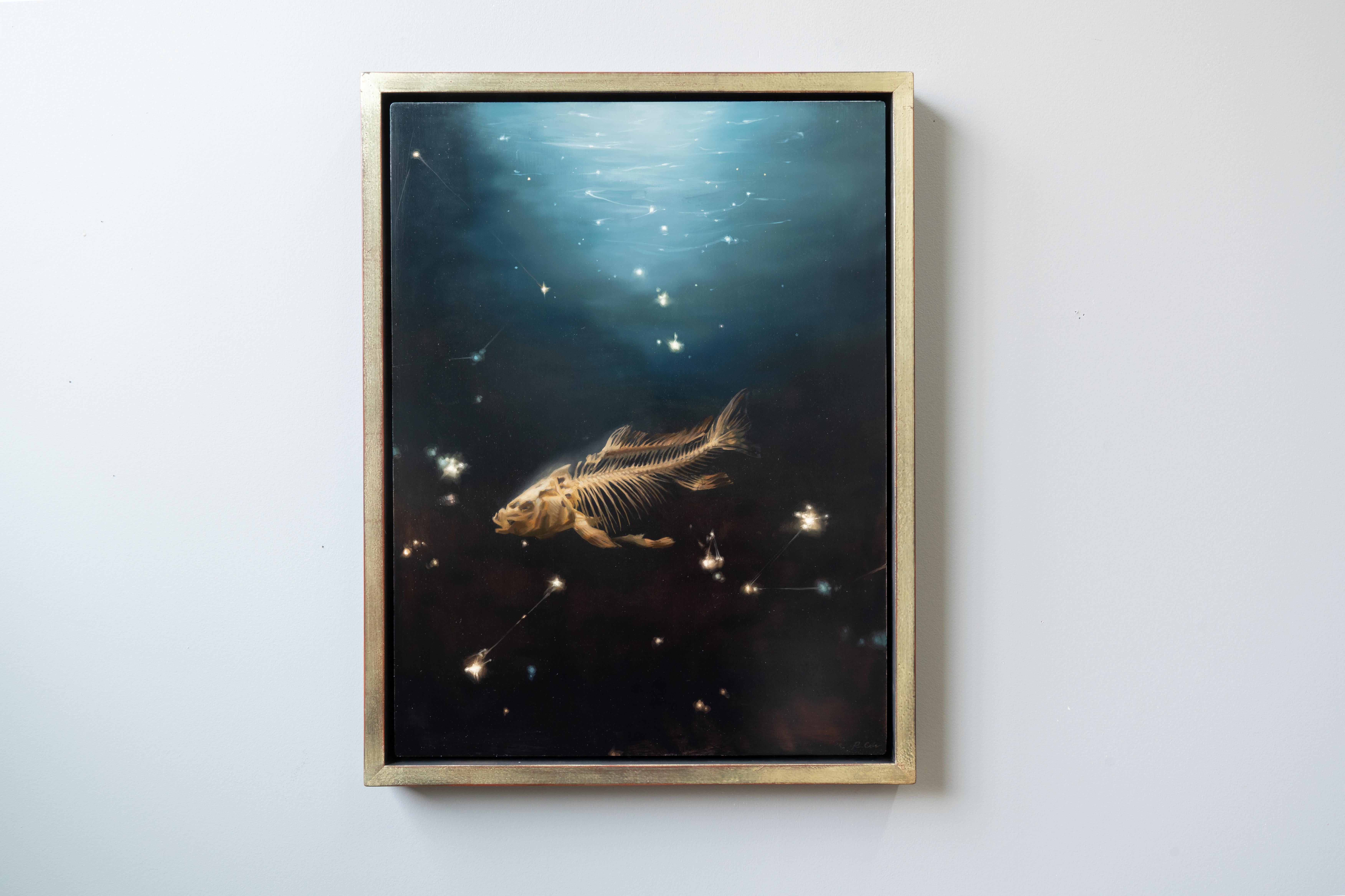 Discover the ethereal beauty of Robin Cole’s “Ladder to the Stars,” a 2023 original oil on panel masterpiece measuring 24 x 18 inches. The framed dimensions add a grandeur presence at 27.5 x 21.5 inches, offering a piece that makes a sophisticated