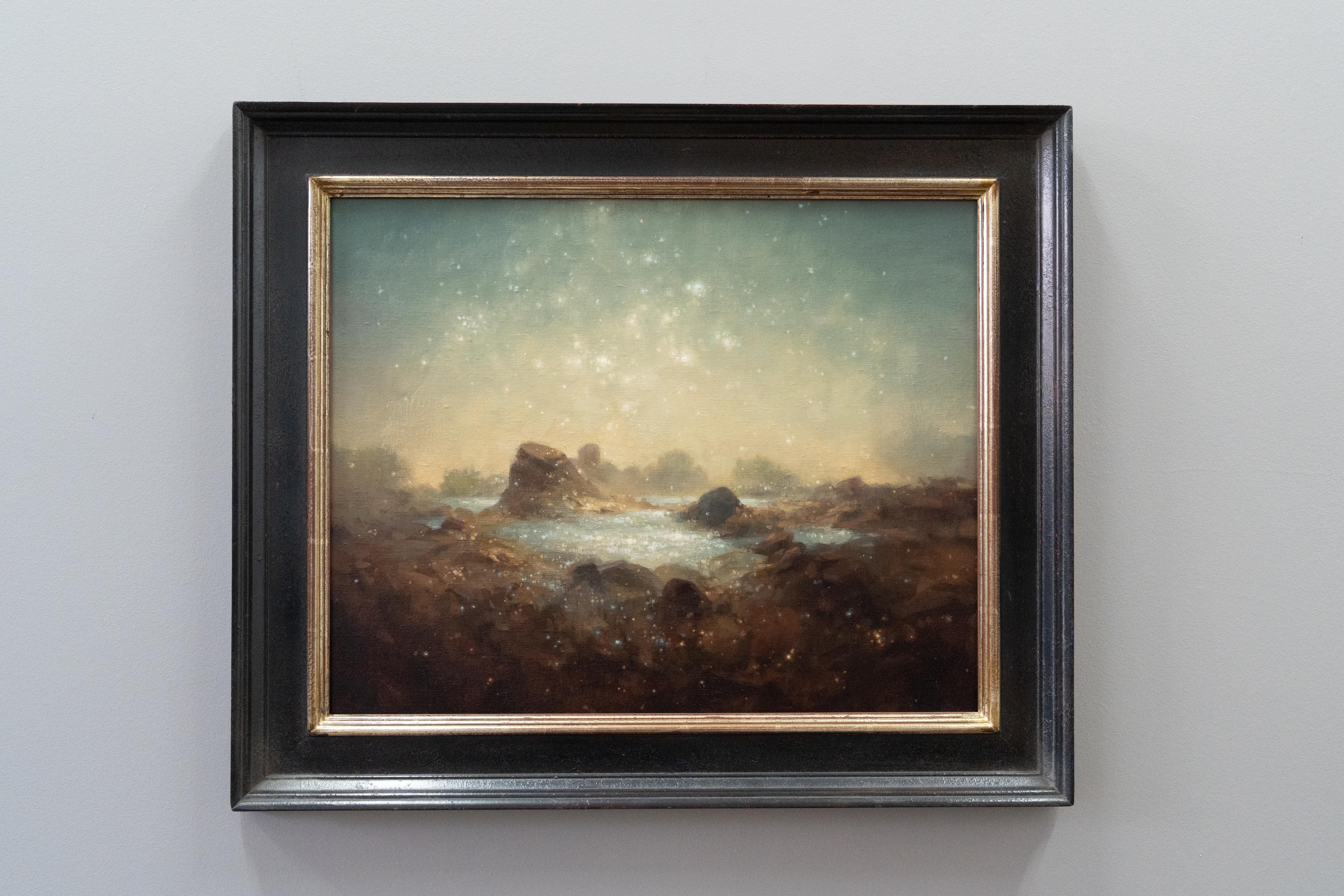 Landing Place, 18 x 22.5, Landscape, Oil Painting - Gray Landscape Painting by Robin Cole