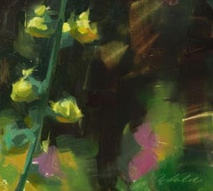 "Morning Hollyhock" (2024) By Robin Cole, Original Oil Painting on Panel