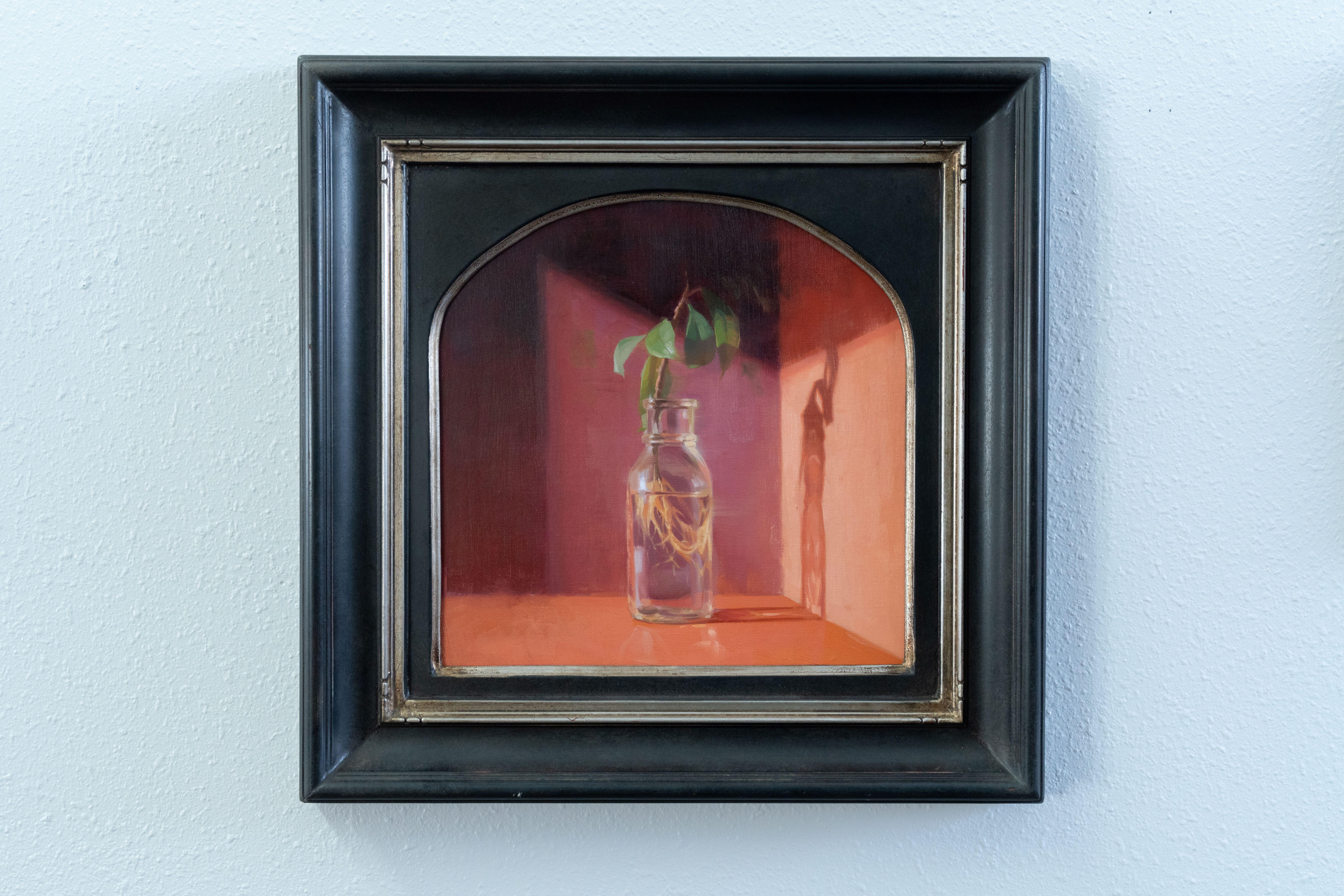Pruned, 12 x 12, Still Life, Oil Painting - Pink Still-Life Painting by Robin Cole