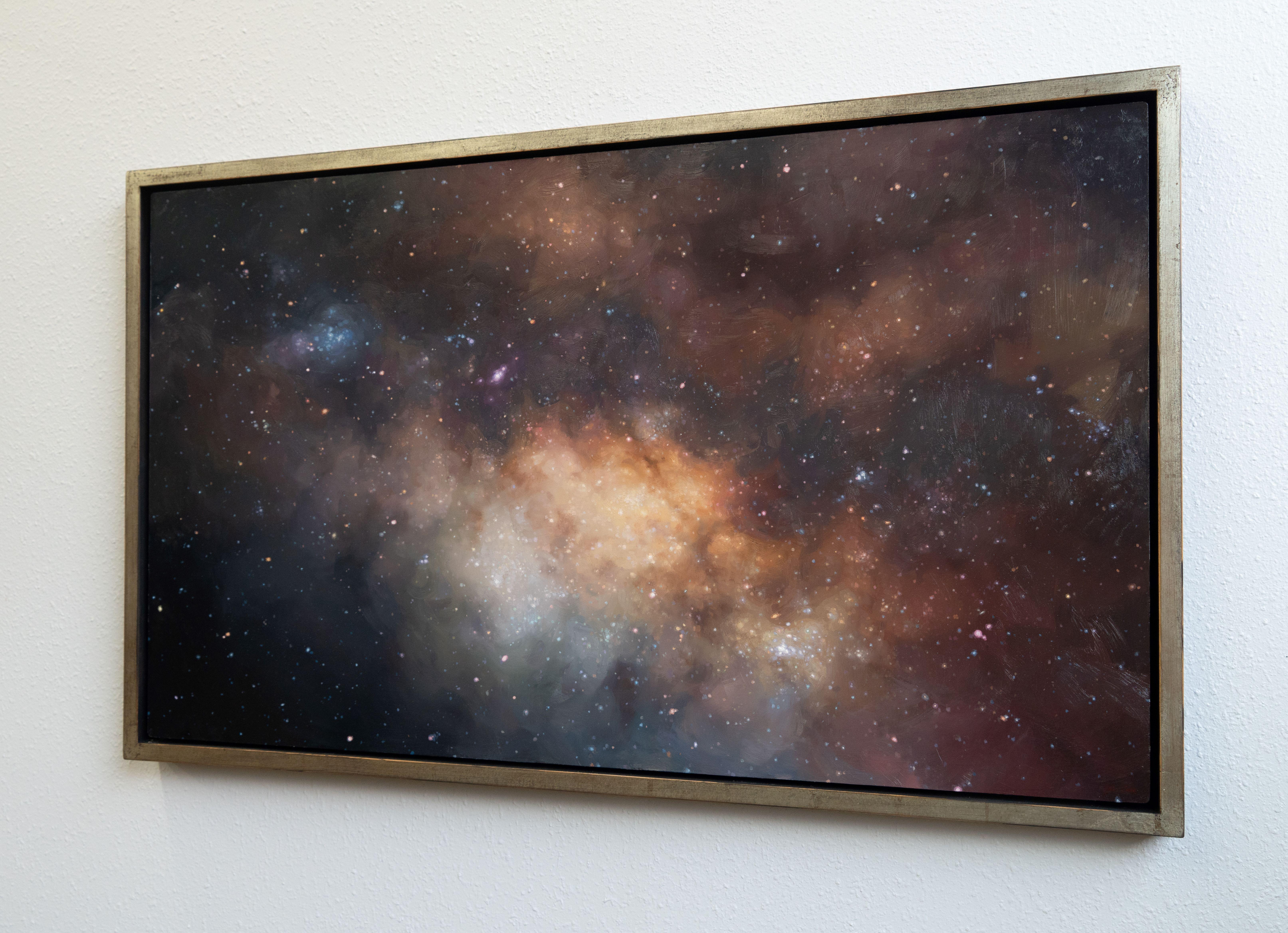 Stardust, 23 x 41, Landscape, Oil Painting - Black Landscape Painting by Robin Cole