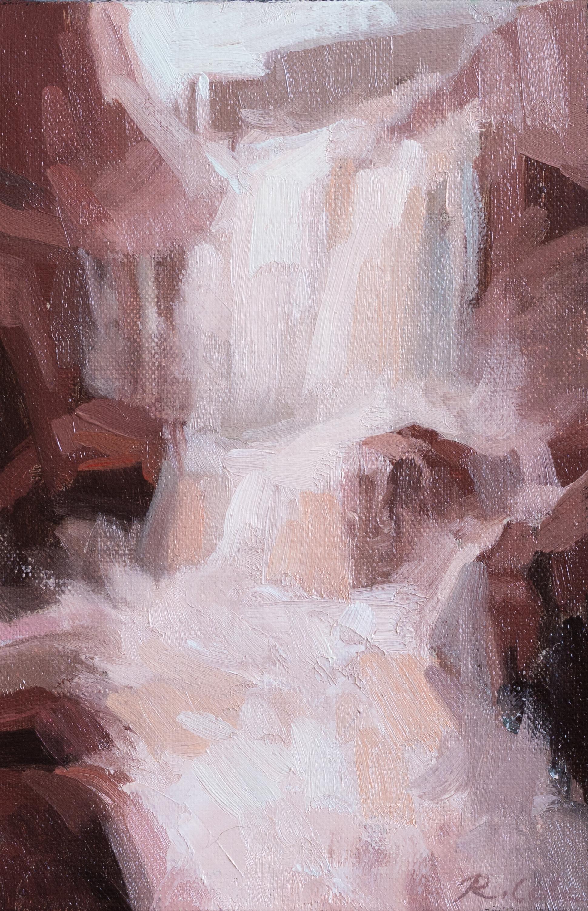Landscape Painting di Robin Cole - Studio II (Arrendersi), 6 x 4, Paesaggio a cascata, Pittura a olio