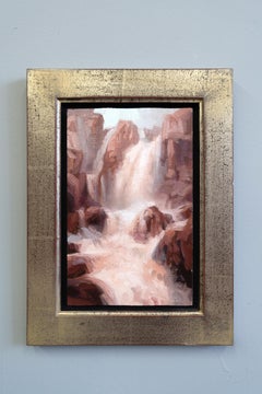 Study IV (Surrender), 9 x 5.75, Waterfall Landscape, Oil Painting