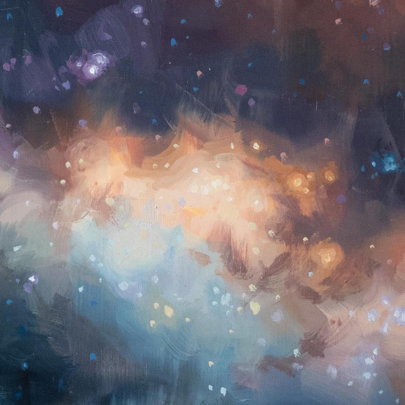 Estudio (Polvo de estrellas), 7 x 12, Paisaje, Pintura al óleo - Landscape Painting Negro de Robin Cole