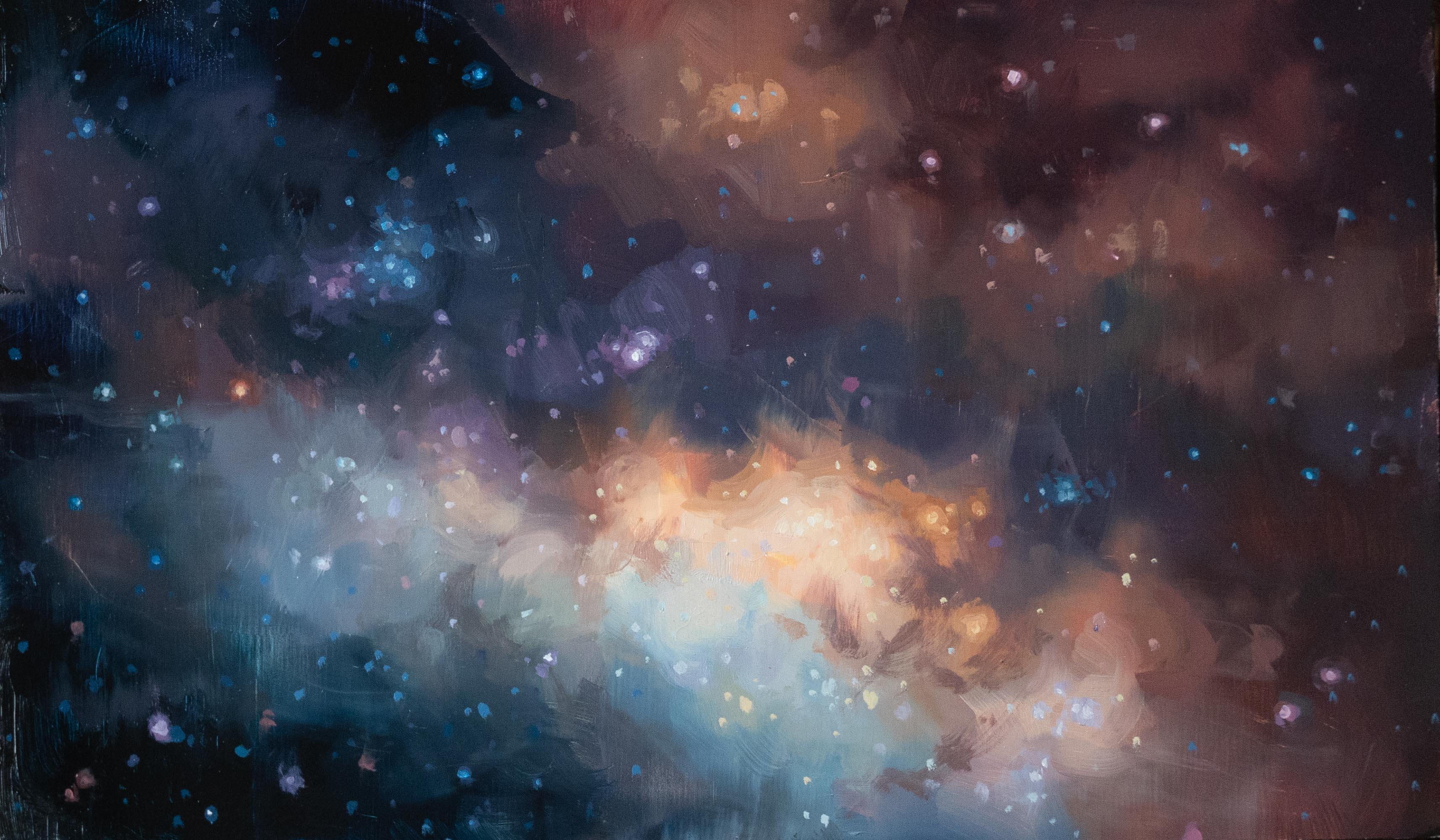 Landscape Painting de Robin Cole - Estudio (Polvo de estrellas), 7 x 12, Paisaje, Pintura al óleo