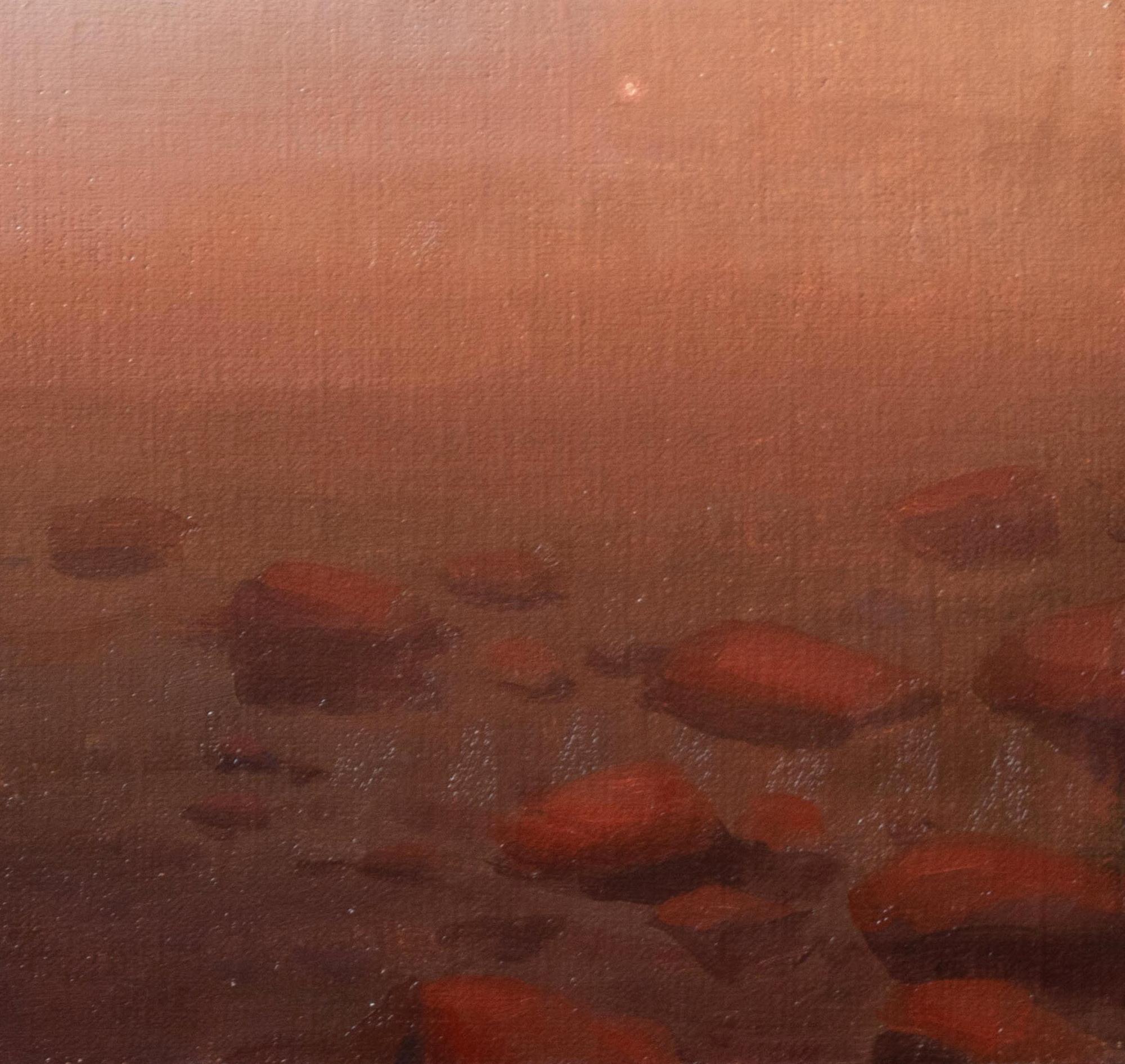 Estudio (Terra Incognita), 6 x 8, Paisaje, Pintura al óleo - Landscape Painting Marrón de Robin Cole