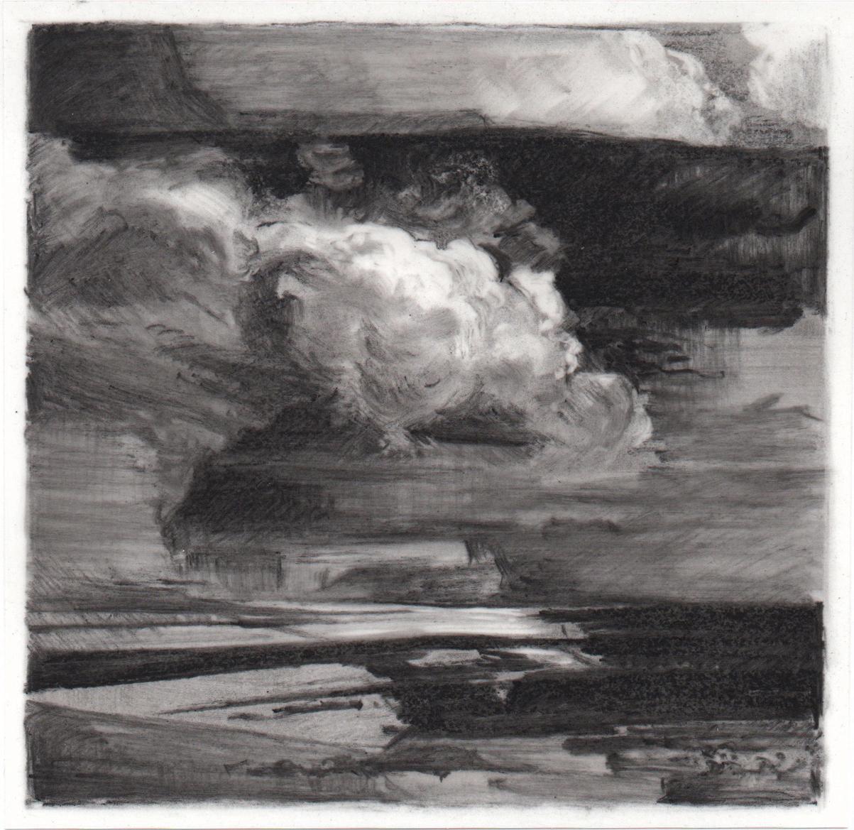 Robin Cole Landscape Painting - "The Return" Charcoal Painting