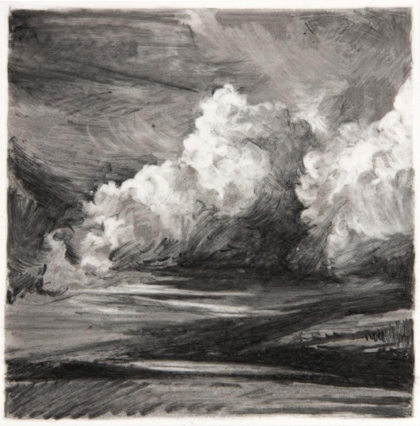 Robin Cole Landscape Painting - "The Return II" Charcoal Painting