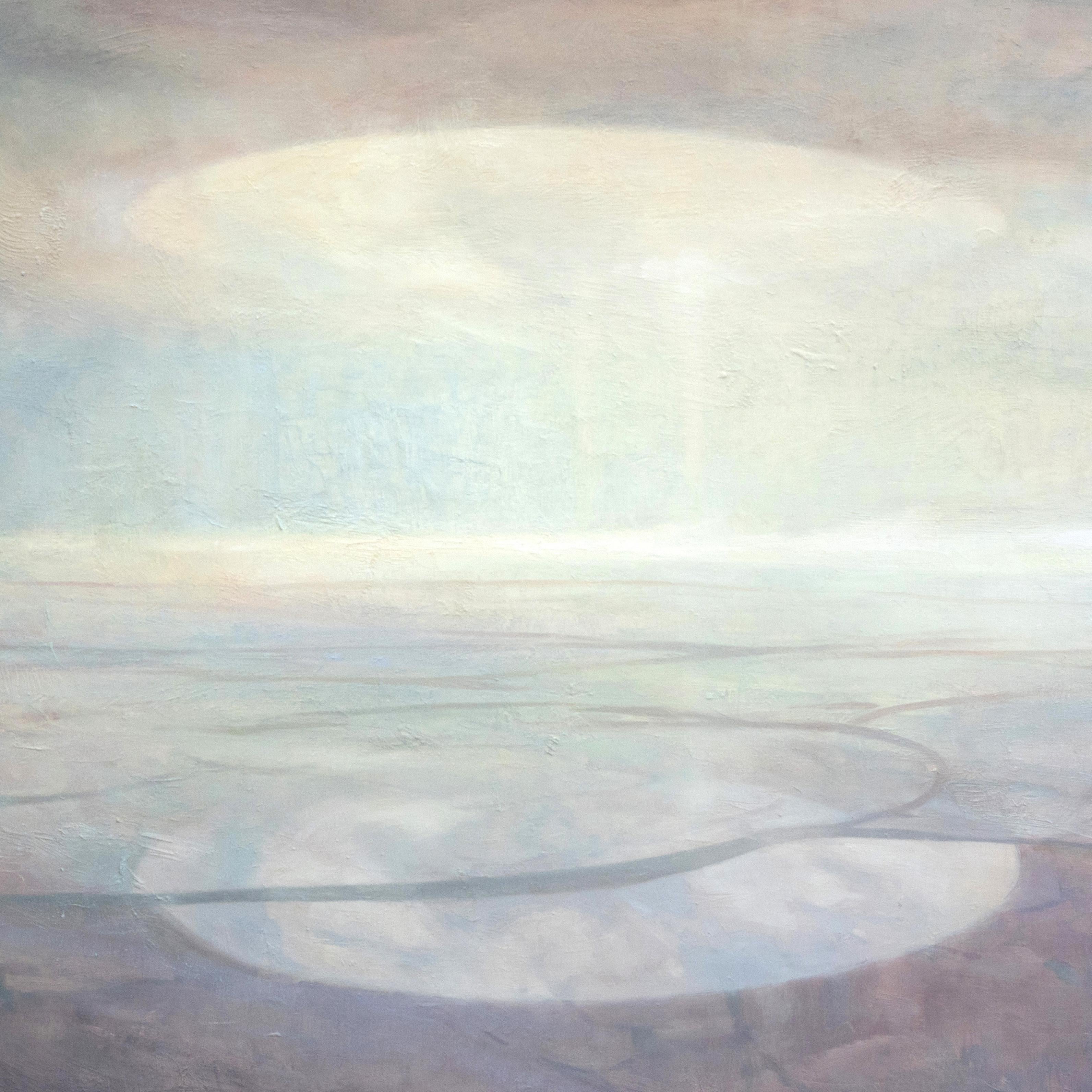 El Espacio Entre, 40 x 52, Paisaje, Pintura al óleo - Landscape Painting Gris de Robin Cole