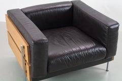 Robin Day Days Forum Lounge or Club Chair in Brown Leather and Beechwood