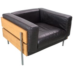 Robin Day Days Forum Lounge or Club Chair in Brown Leather and Beechwood