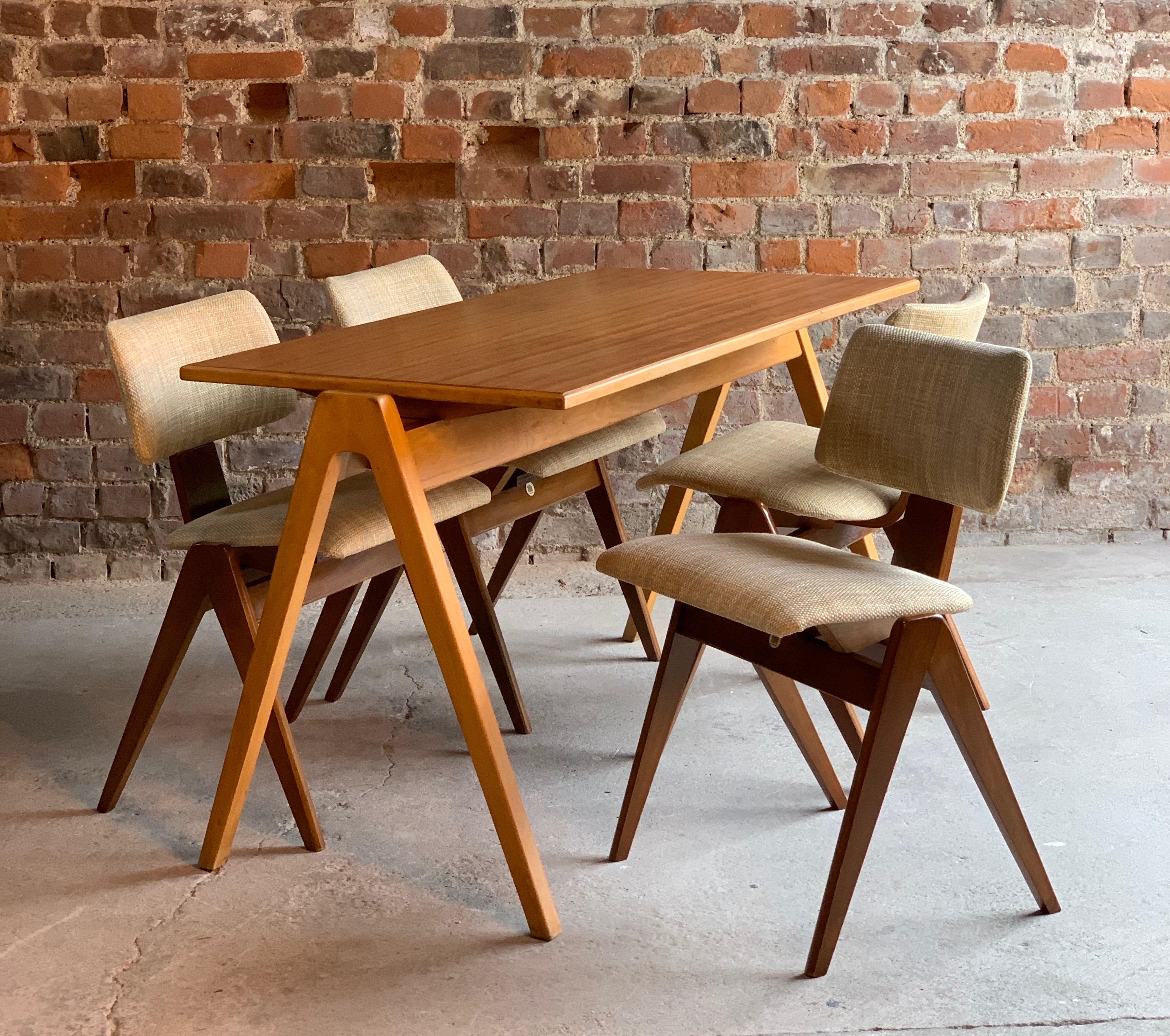 Mid-Century Modern Robin Day Hillestak Dining Table & Chairs by Hille Midcentury Design, circa 1950