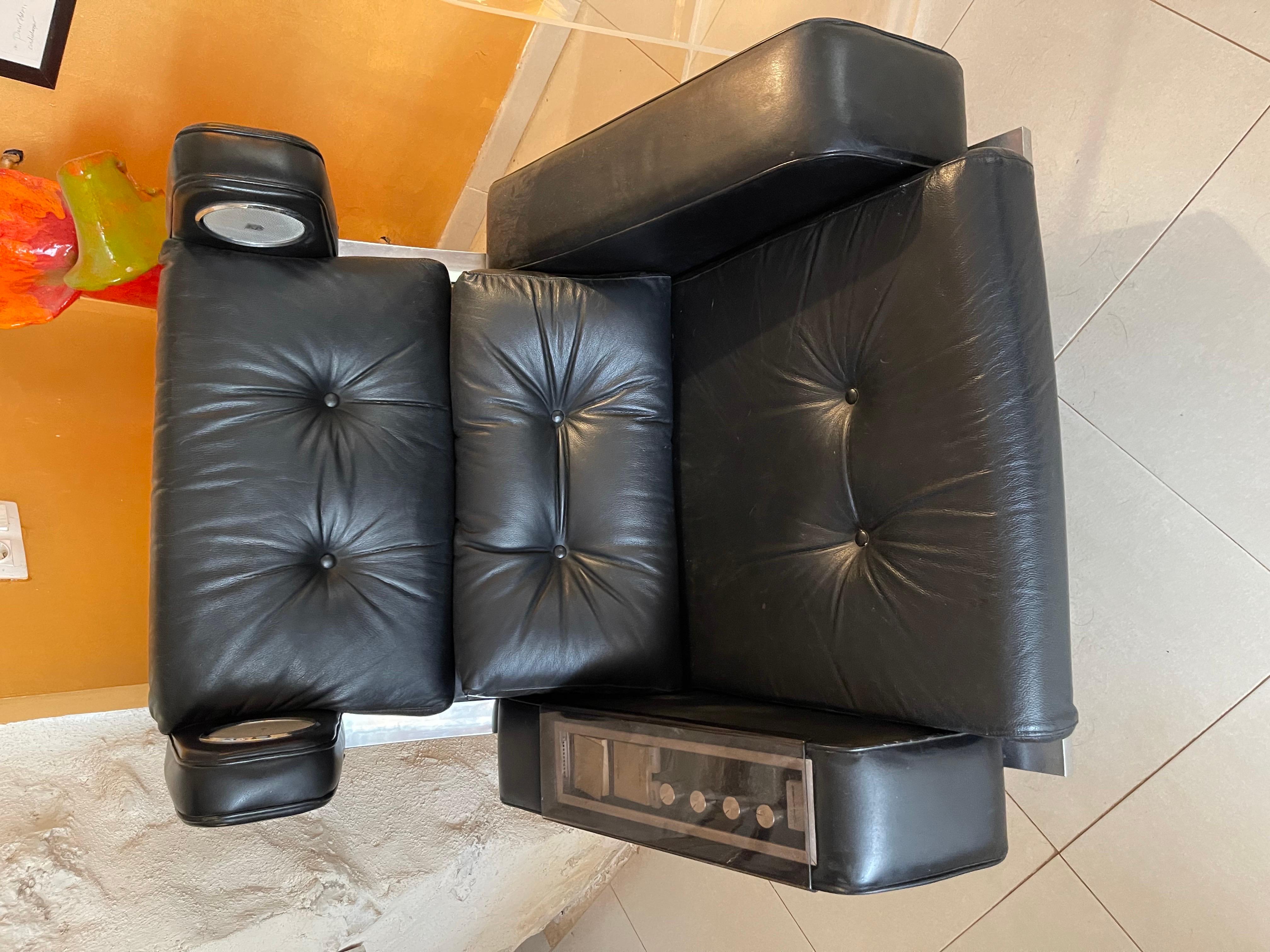 Mid-20th Century Robin Day James Bond movies leather Prototype with WORKING Audio system , 1960s For Sale