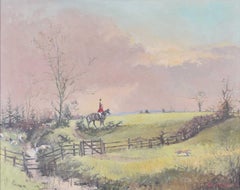 Vintage The 3 O'Clock Fox, Bedburn Raby Hunt foxhunting oil painting by Robin Furness