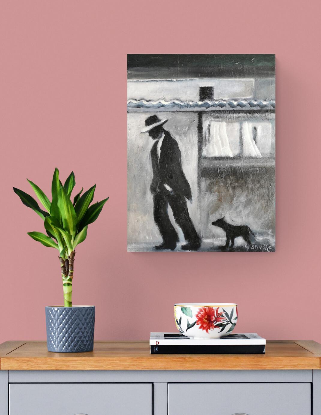 Pintura al óleo monocroma impresionista 