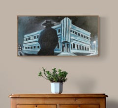 Impressionist Oil on Canvas Street Scene "Across the Street"