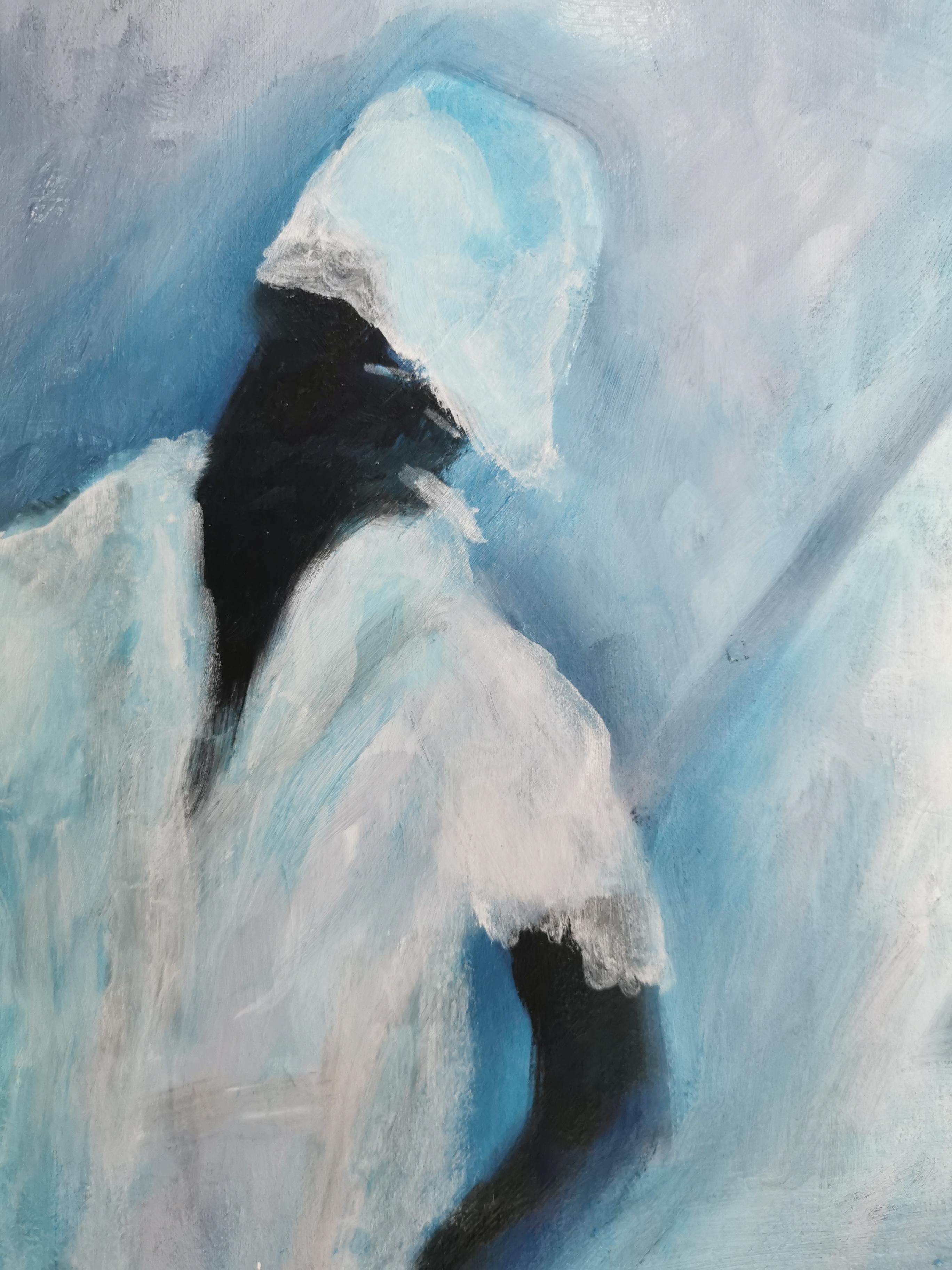 Olio impressionista su tela Scena di strada 