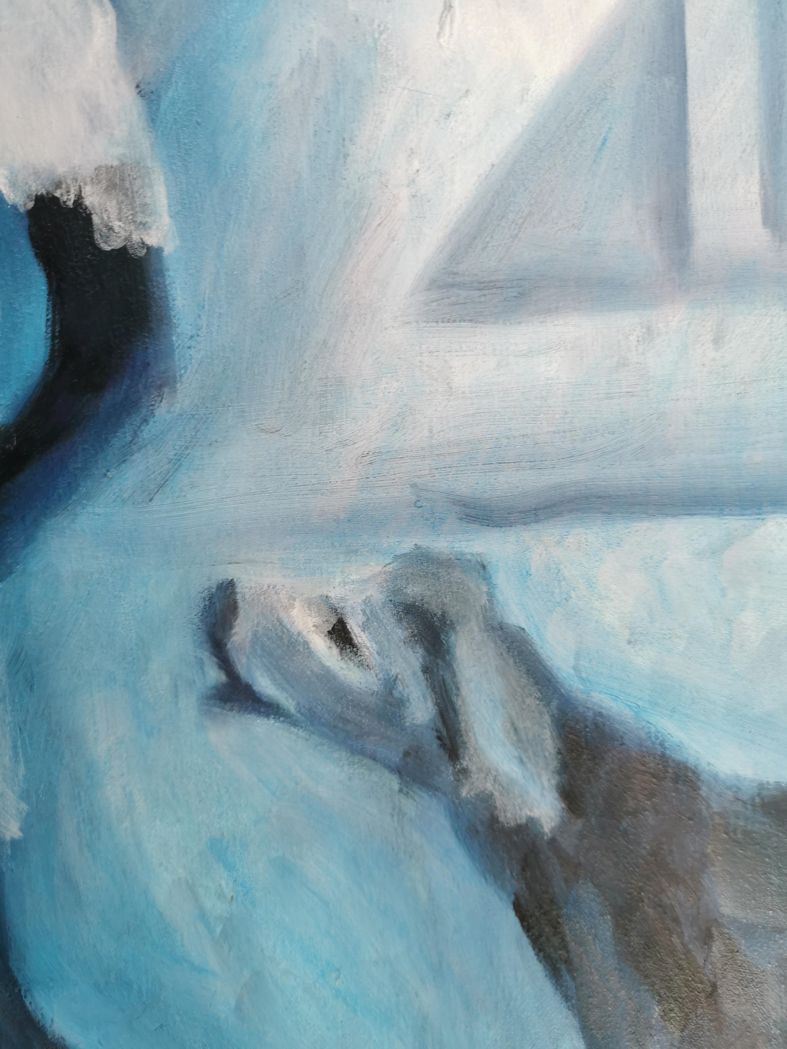 Olio impressionista su tela Scena di strada 