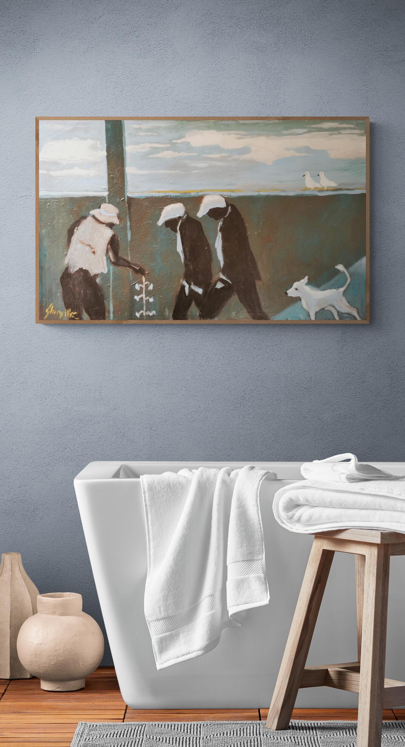 Olio impressionista su tela Scena di strada 
