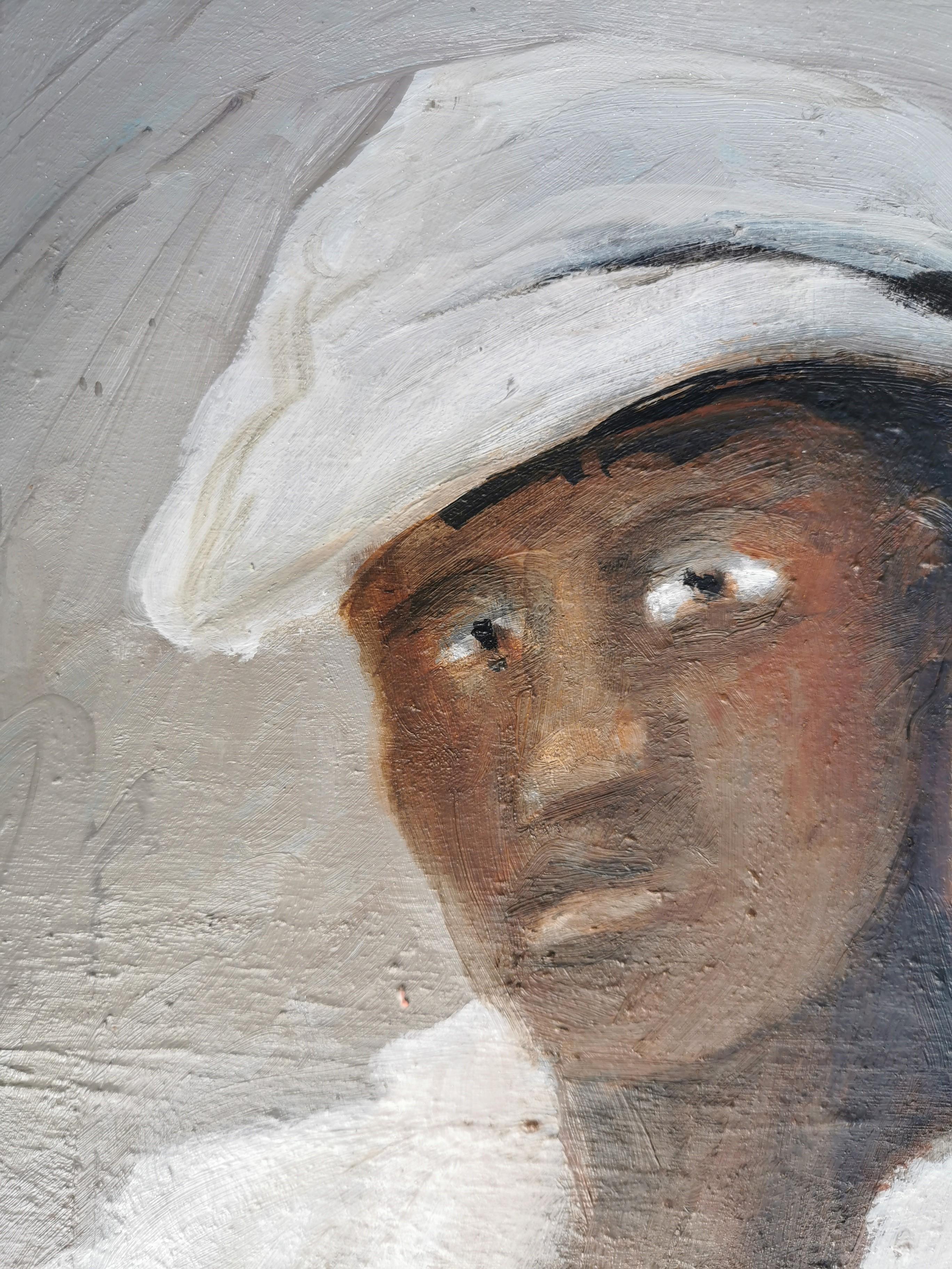 Olio impressionistico su tela marrone Scena di strada figurativa 