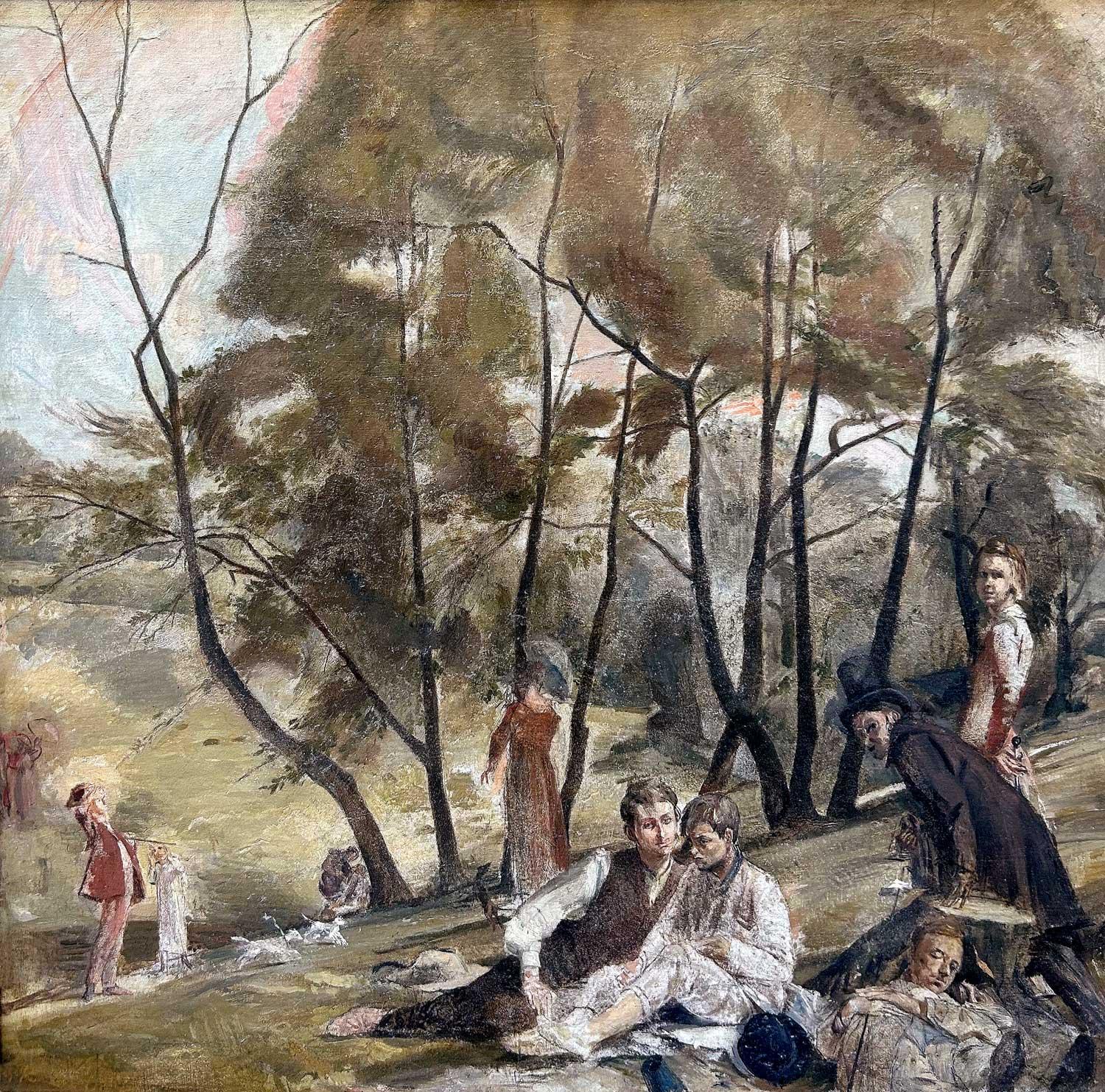 Landscape Painting Robin Guthrie - Scène pastorale avec personnages