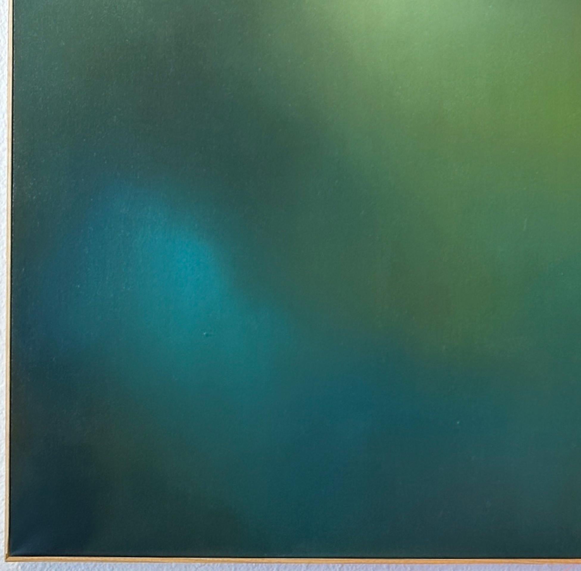 Peint Robin Harker - Grande huile sur toile abstraite bleu-vert - Artiste californien 2023 en vente