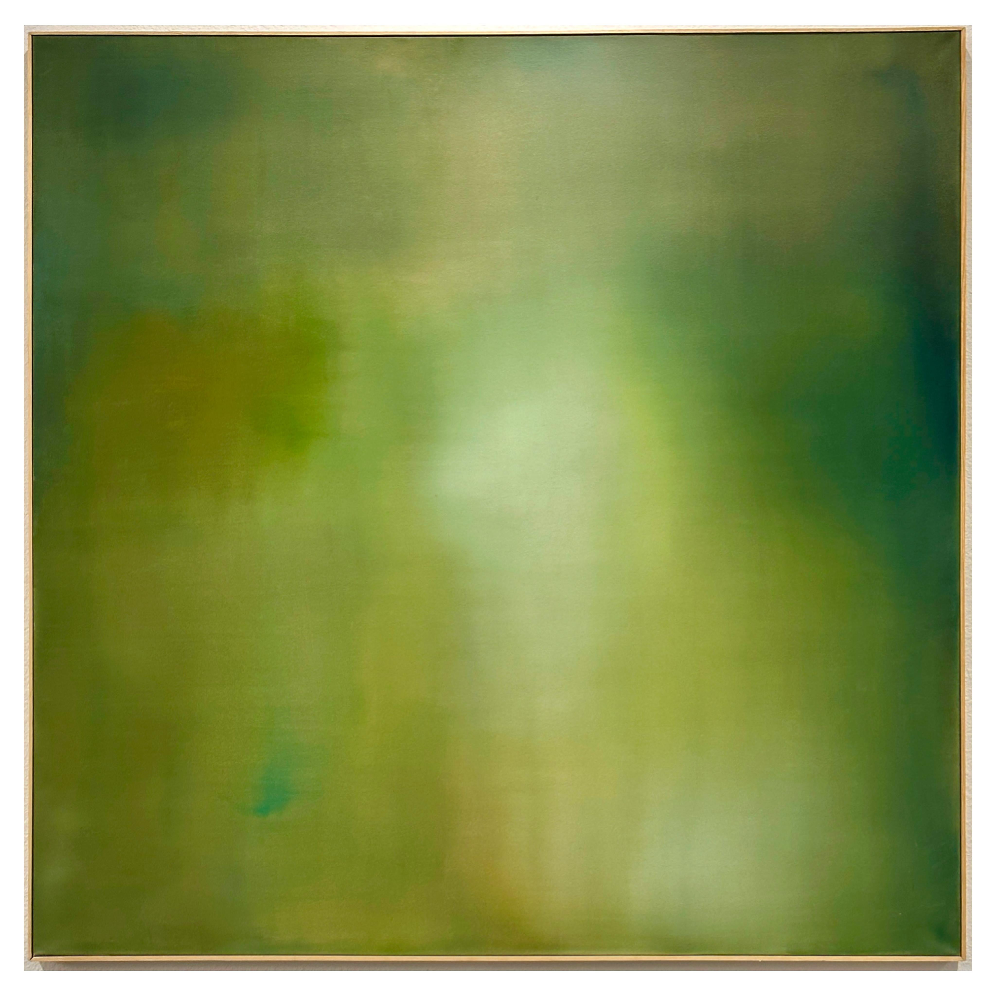 Robin Harker Large Green Abstract Oil on Canvas California Artist 2023.

Framed in natural wood artist frame. Edges are unfinished as it is expected that the buyer will have framed to their taste. 

Signed en verso.

DIMENSIONS:
48