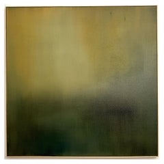 Robin Harker Yellow Ochre-Green Abstract Oil on Canvas California Artist 2023