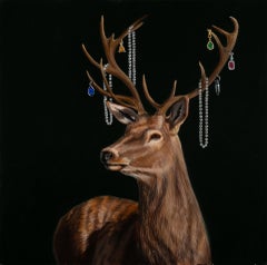 « Antler Adornments » de Robin Hextrum, peinture originale de cerf
