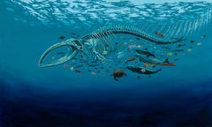 "Bake-kujira" (2025) Original Surrealist Meerestier Stilleben, Ölgemälde