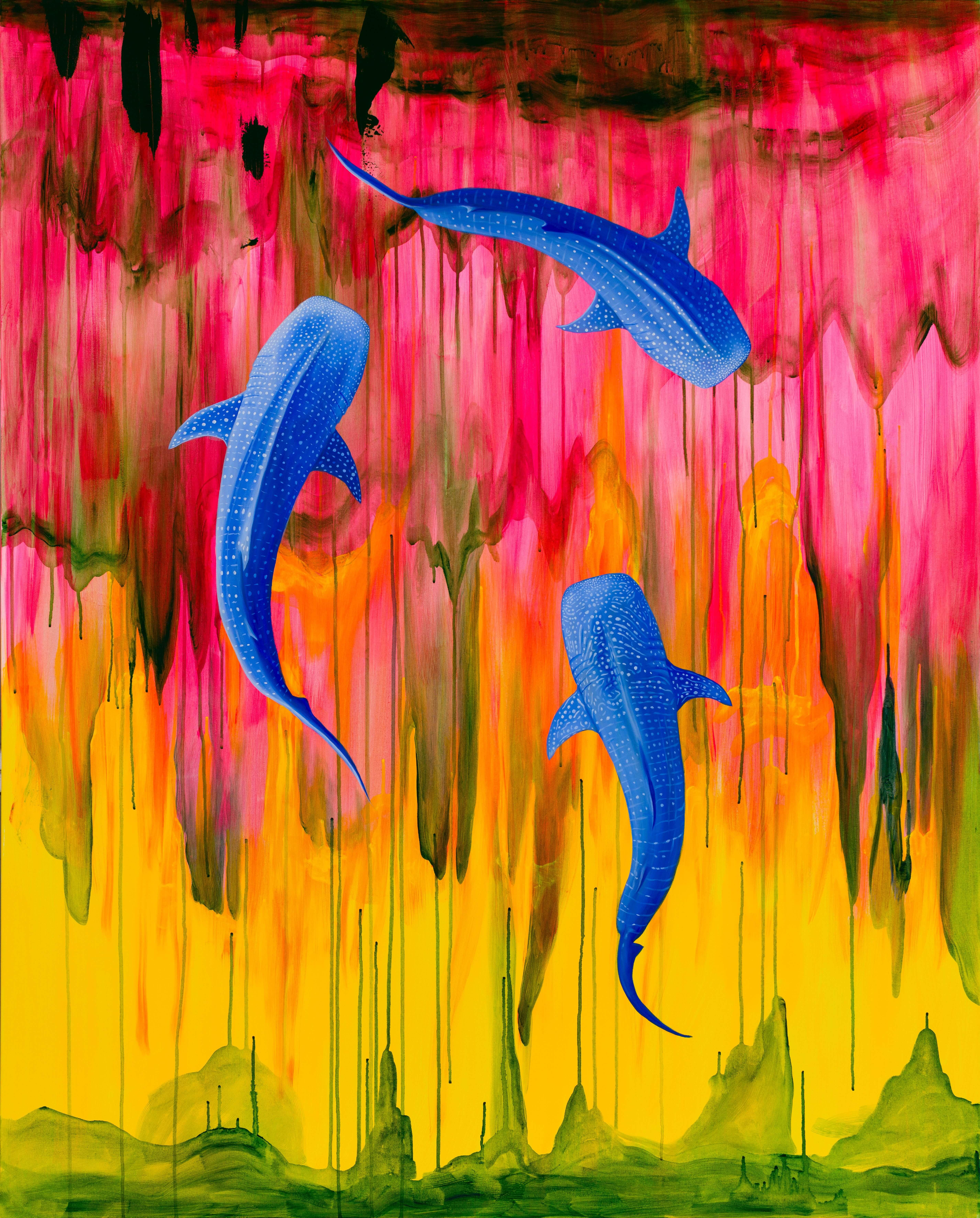 "Blue Shiver" (2025) Original Surrealist Meerestier Stilleben, Ölgemälde