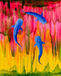 "Blue Shiver" (2025) Original Surrealist Meerestier Stilleben, Ölgemälde