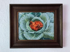 "Cabbage Patch Kids" (2025) Nature morte animalière surréaliste originale, peinture à l'huile