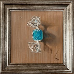 "Azure confit" - Nature morte à l'huile originale sur panneau de lin