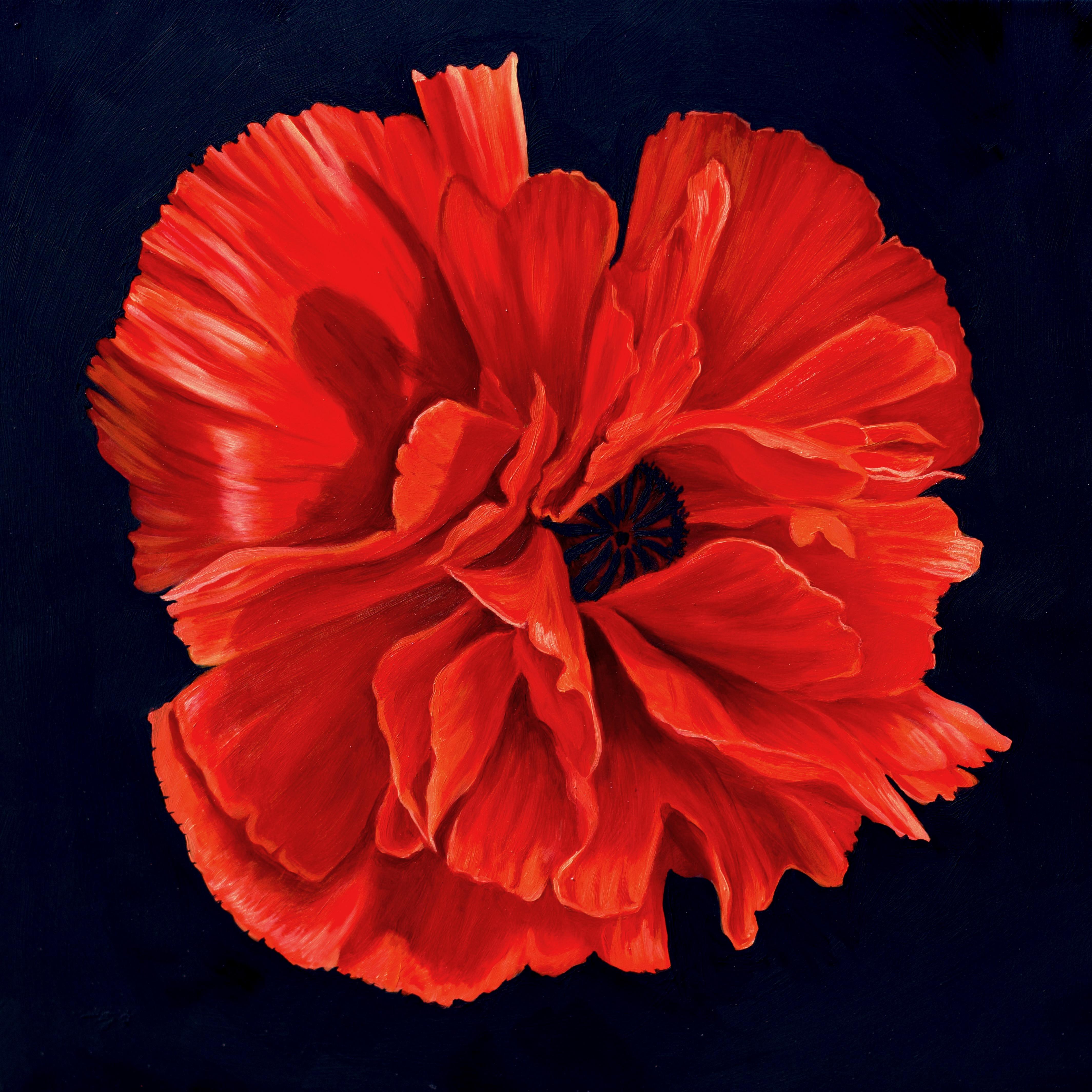 "Crimson Petals" di Robin Hextrum (USA) è un dipinto a olio che raffigura un fiore rosso vibrante su uno sfondo nero. Questo quadro viene venduto senza cornice, ma è pronto per essere appeso.

Bio dell'artista:
Robin Hextrum è una pittrice