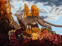 "Fossa" (2025) Original surrealistisches Tierstillleben, Ölgemälde