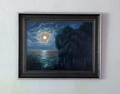 "Hecate's Moon" (2025) Original Surrealist Lakeshore Landscape, Oil Painting