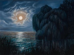 "Hecate's Moon" (2025) Original Surrealistische Seelandschaft, Ölgemälde