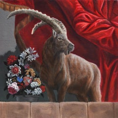"Ibex with Bouquet" by Robin Hextrum, Original Painting