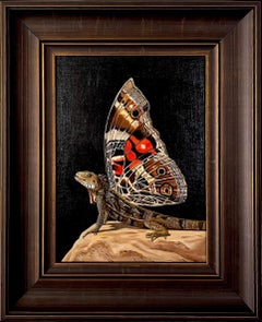 "Iguana-moth" Original Oil Painting of Mythical Creature