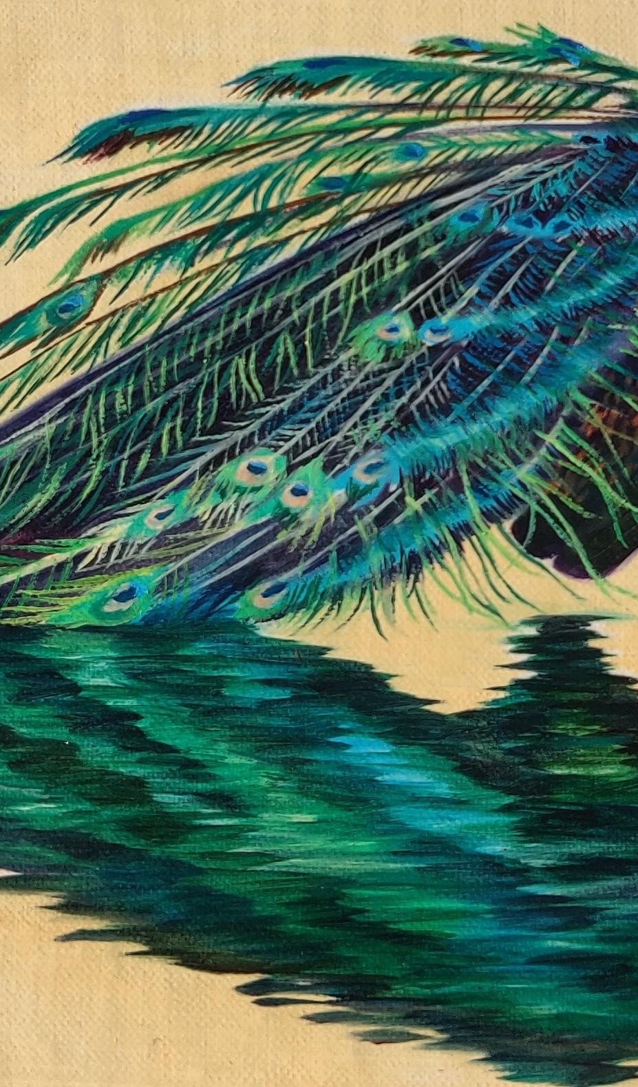 Peinture à l'huile « Impression of a Peacock » de Robin Hextrum en vente 2