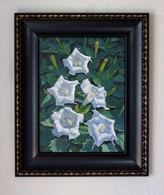 "Moon Flowers" (2024) By Robin Hextrum, Original Oil Painting on Panel
